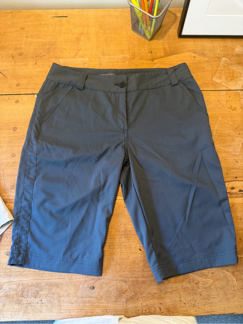 Lija Women's Gray Mid-Length Bermuda Shorts